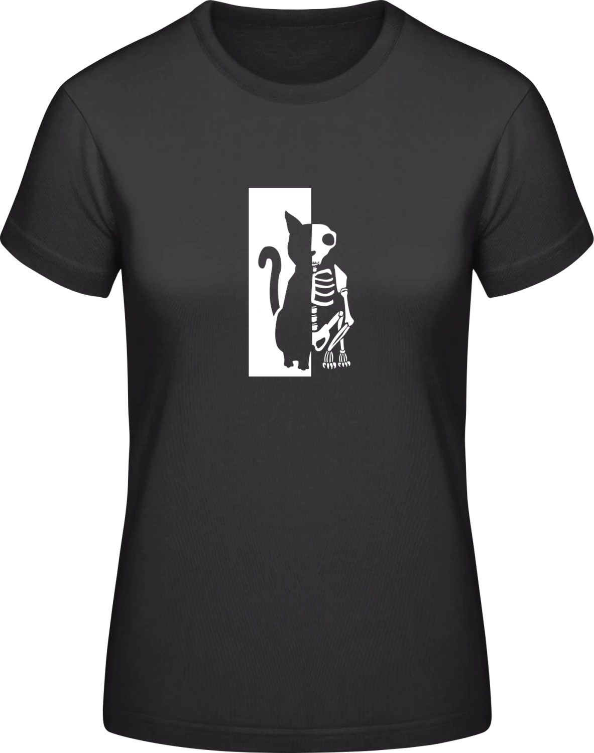 Schroedinger's Cat Skeleton - Black #E190 women T-Shirt - Front