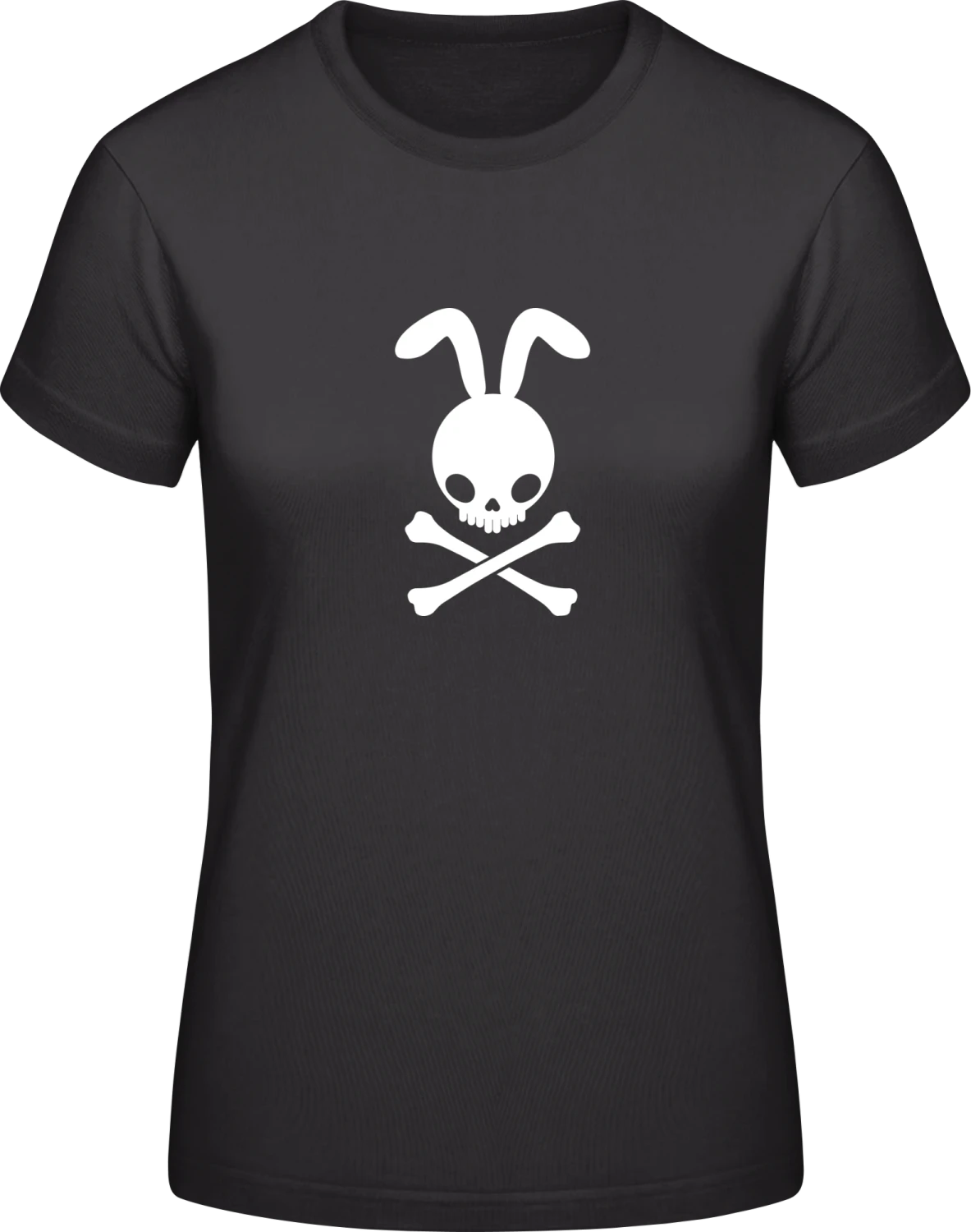 Rabbit Skull And Crossbones - Black #E190 women T-Shirt - Front