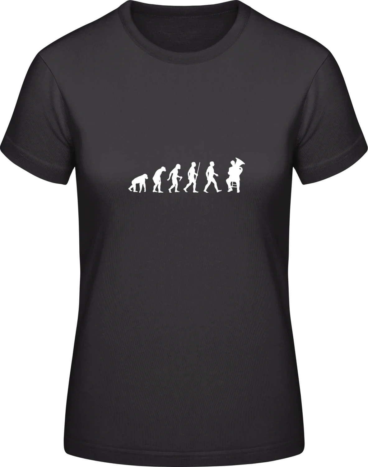 Evolution Of Tuba Player - Black #E190 women T-Shirt - Front