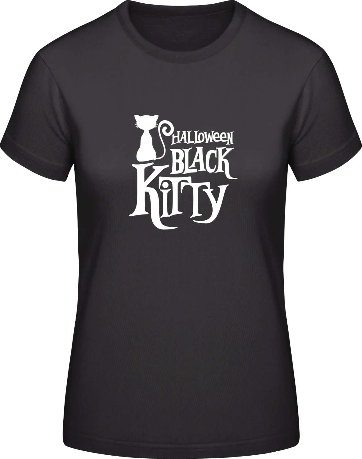 Halloween Black Kitty - Black #E190 women T-Shirt - Front