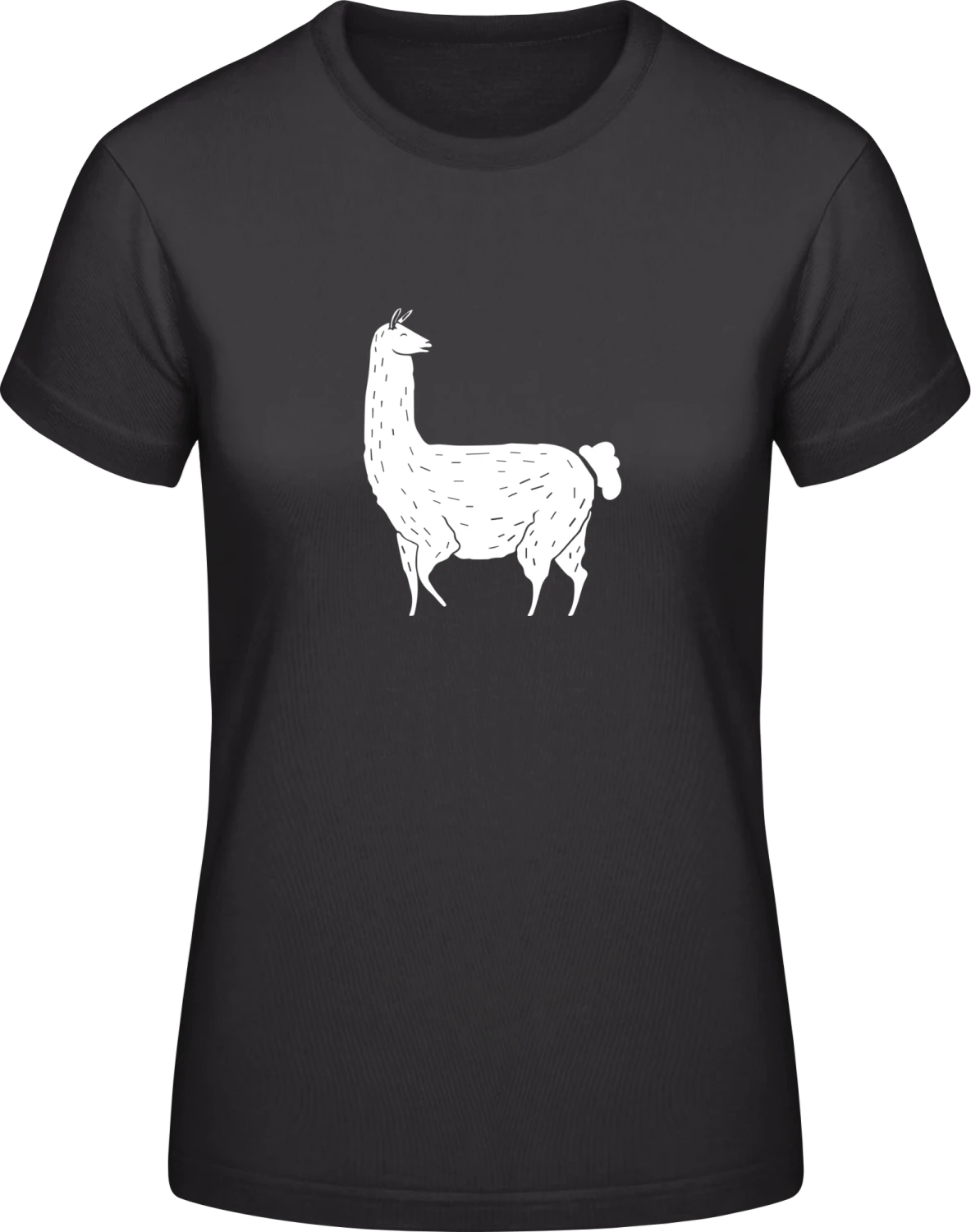 Contented Llama - Black #E190 women T-Shirt - Front