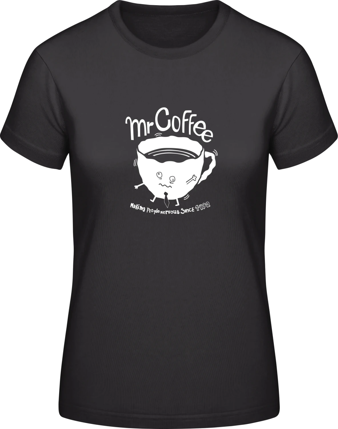 Mr Coffee - Black #E190 women T-Shirt - Front