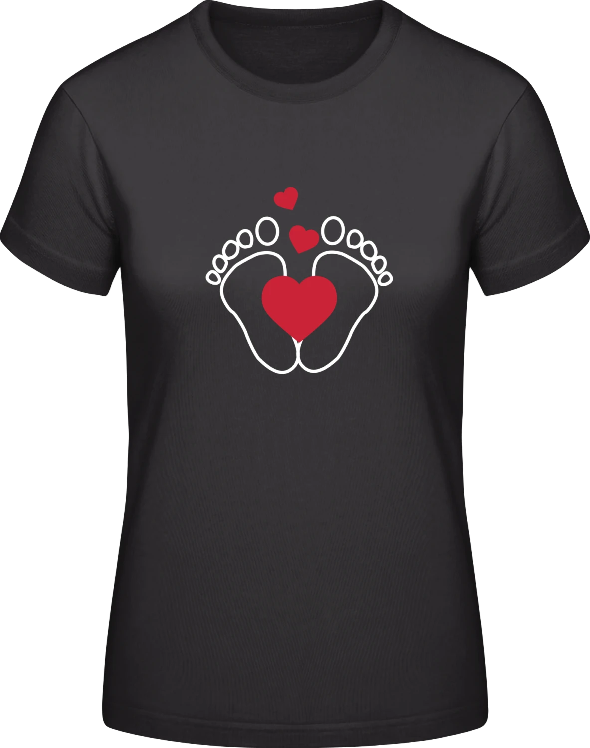 Baby Footprints - Black #E190 women T-Shirt - Front