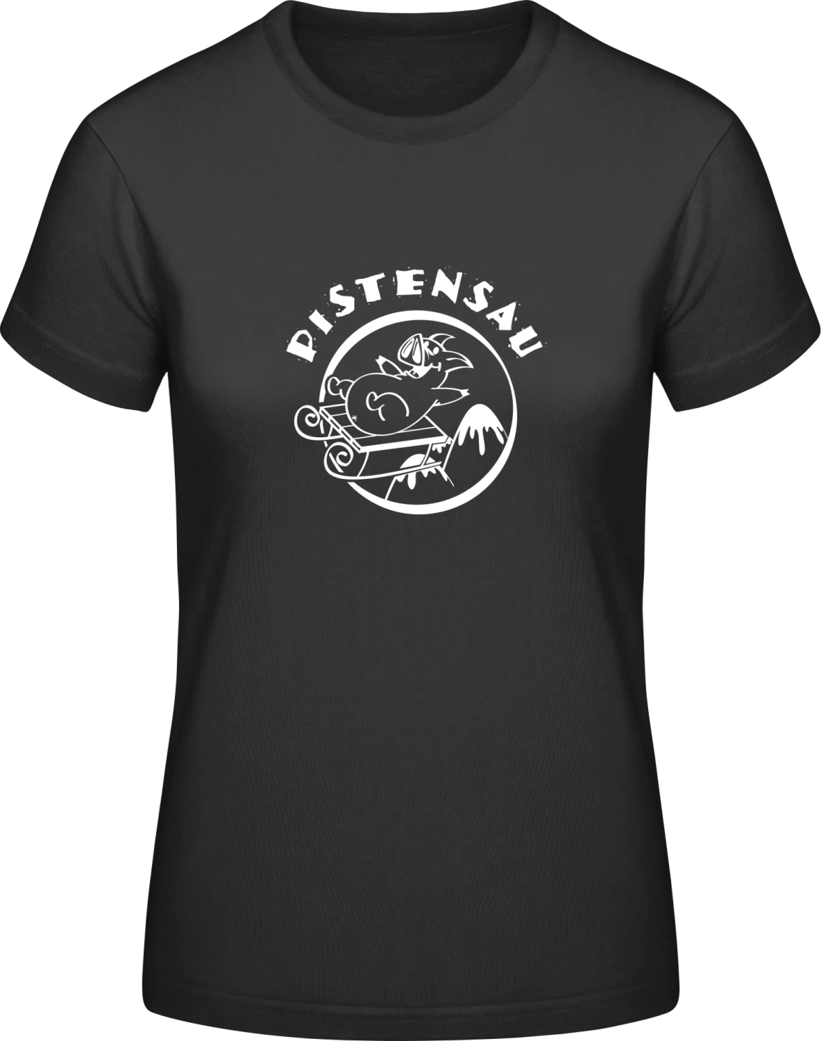 Pistensau Schlitten - Black #E190 women T-Shirt - Front