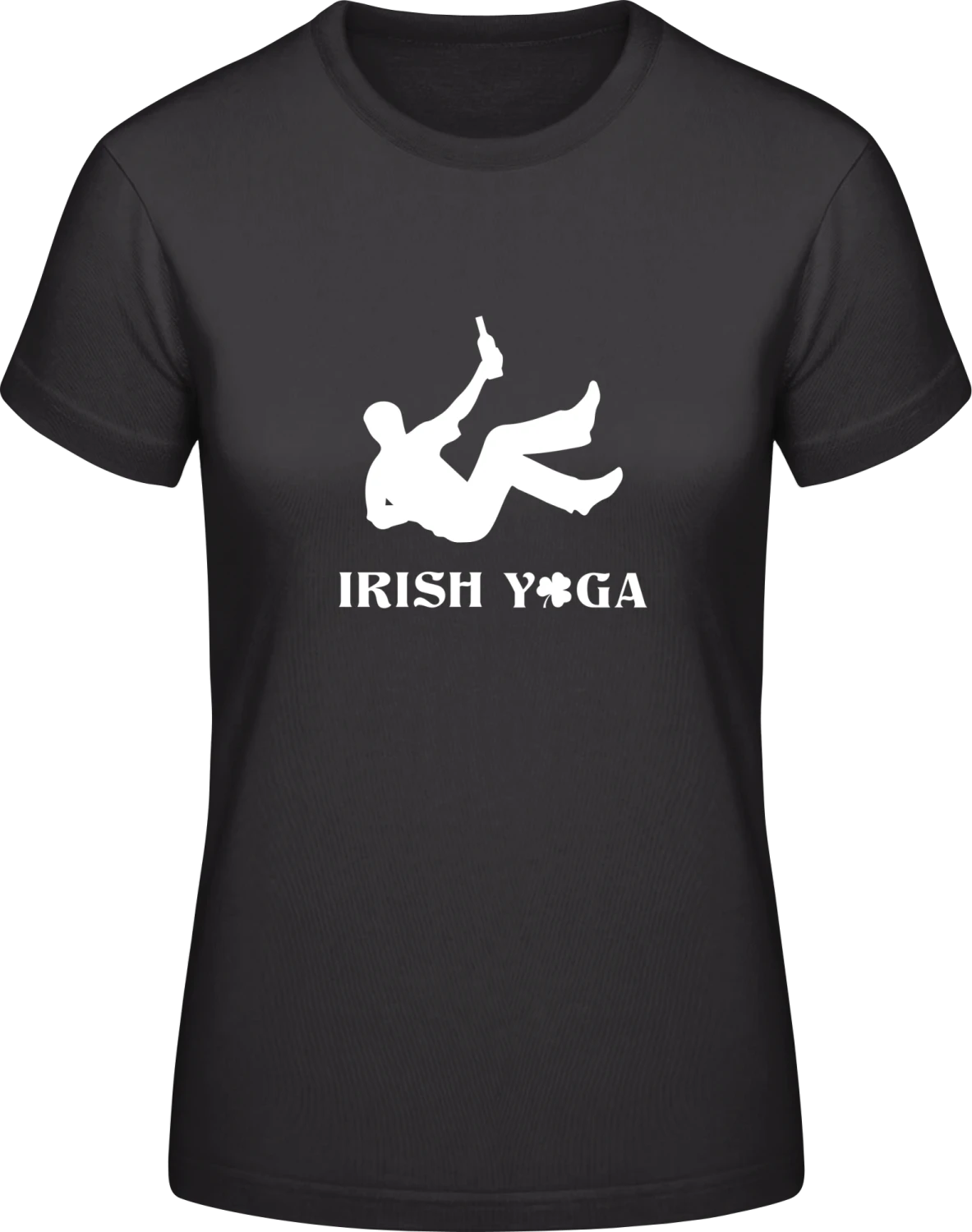 Irish Yoga Drunk - Black #E190 women T-Shirt - Front