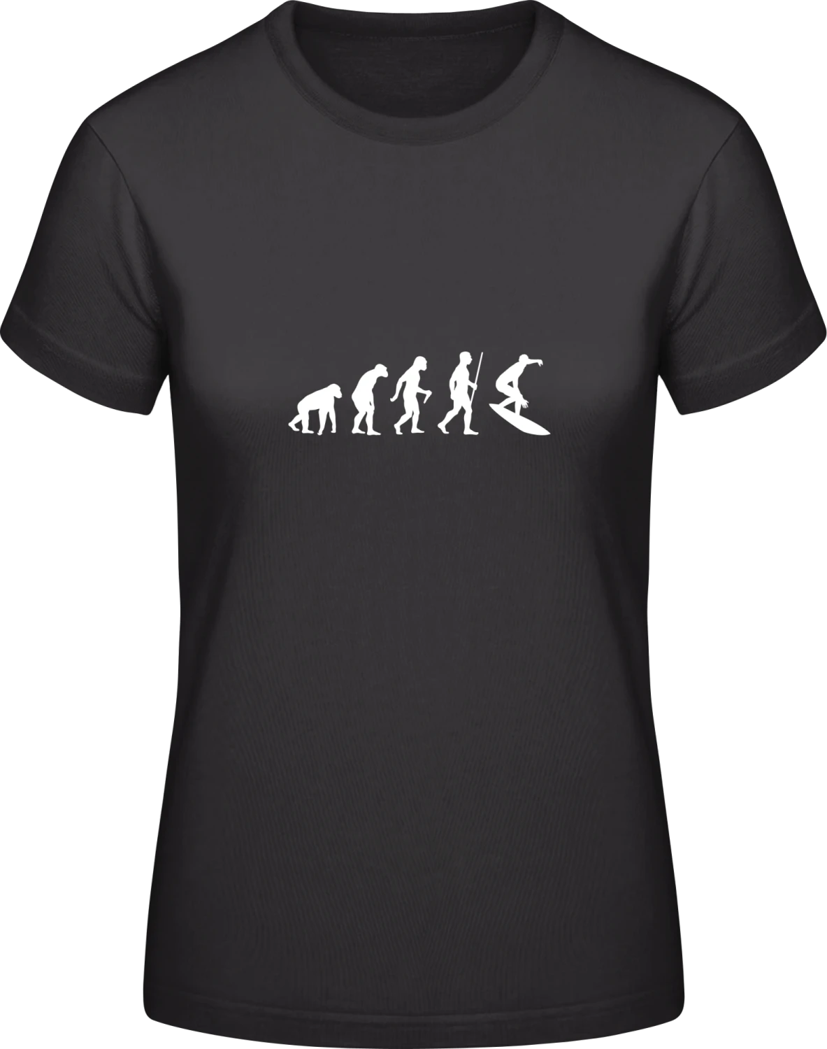 Surfing Evolution Humour - Black #E190 women T-Shirt - Front