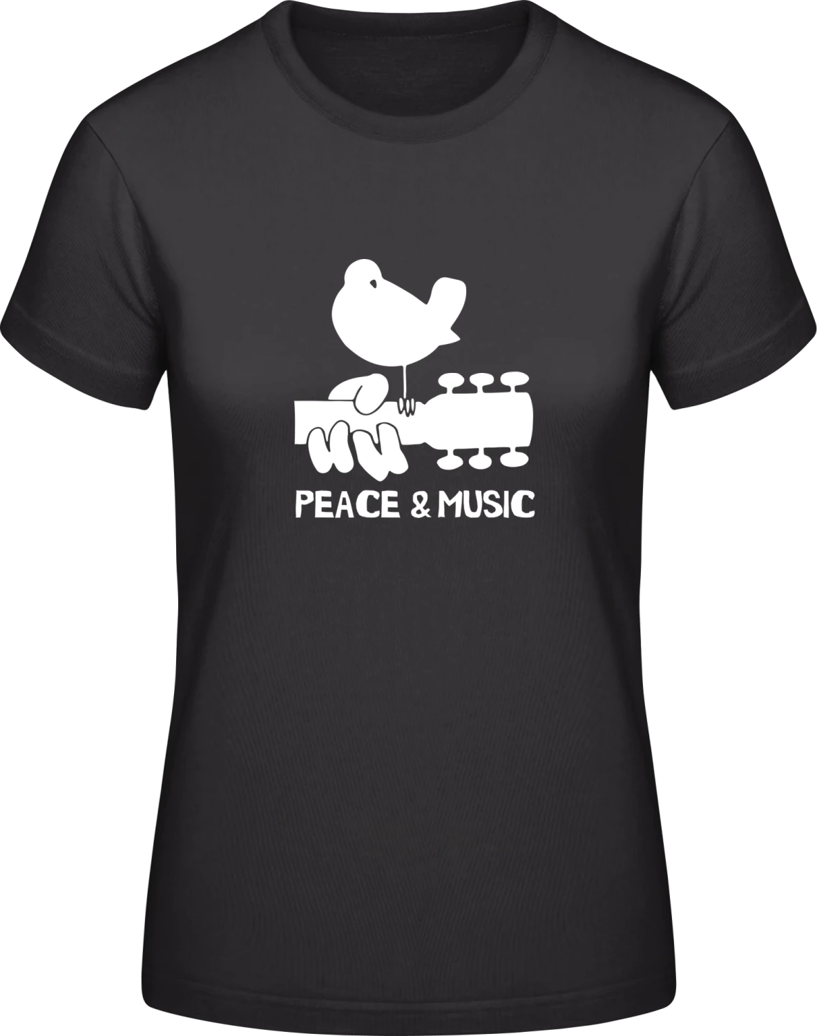 Peace And Music - Black #E190 women T-Shirt - Front