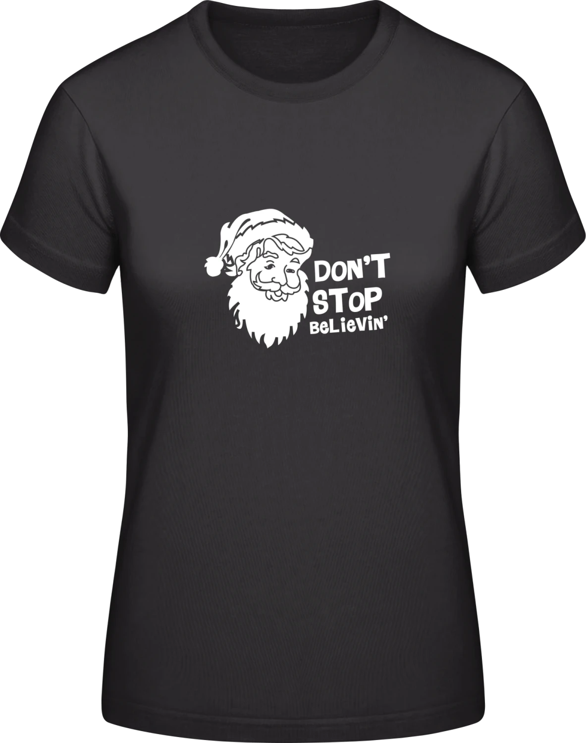 I Believe In Santa - Black #E190 women T-Shirt - Front