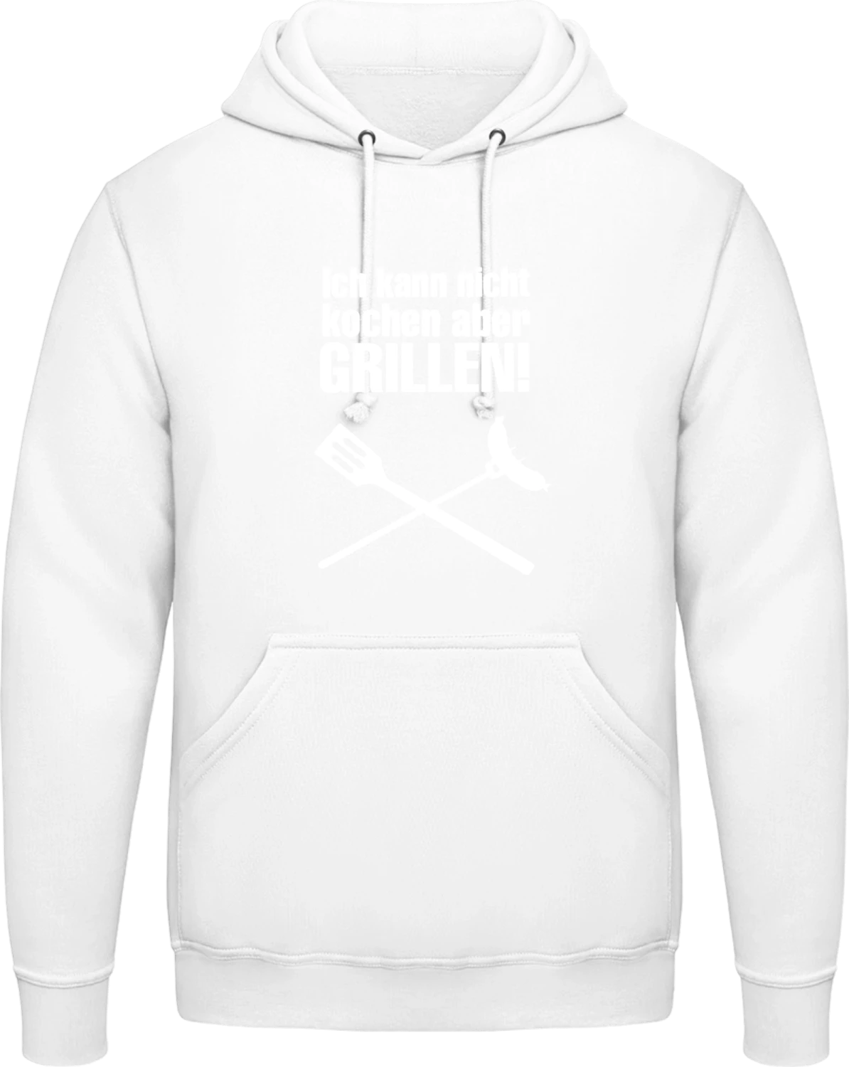 Nur Grillen - Arctic white AWDis man hoodie - Front