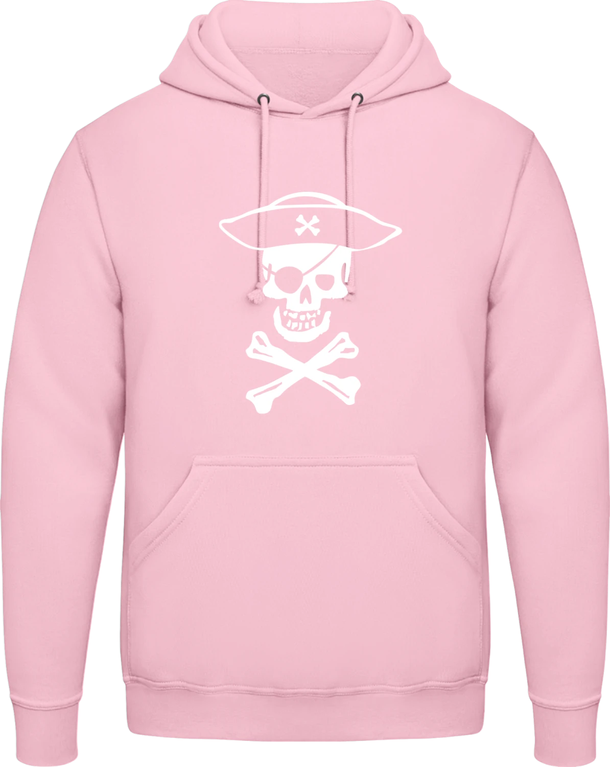 Pirate Skull - Baby pink AWDis man hoodie - Front