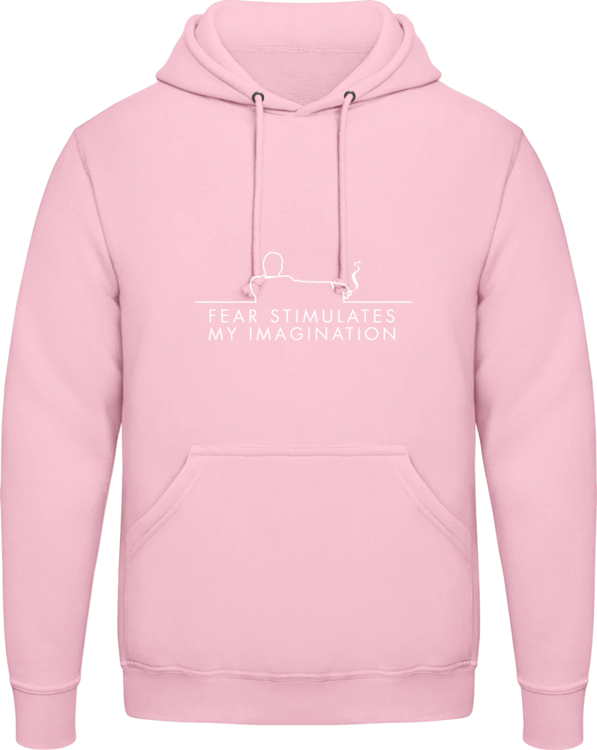 Fear Stimulates My Imagination - Baby pink AWDis man hoodie - Front