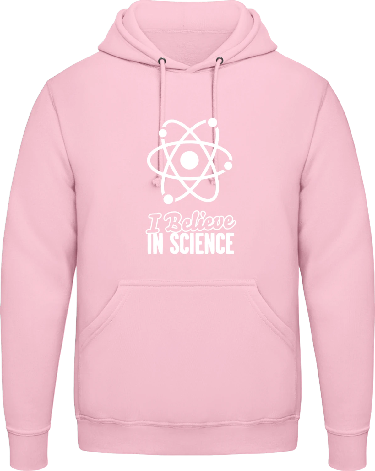 I Believe In Science - Baby pink AWDis man hoodie - Front