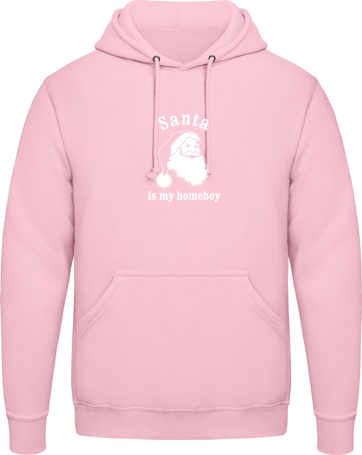 Santa Is My Homeboy - Baby pink AWDis man hoodie - Front