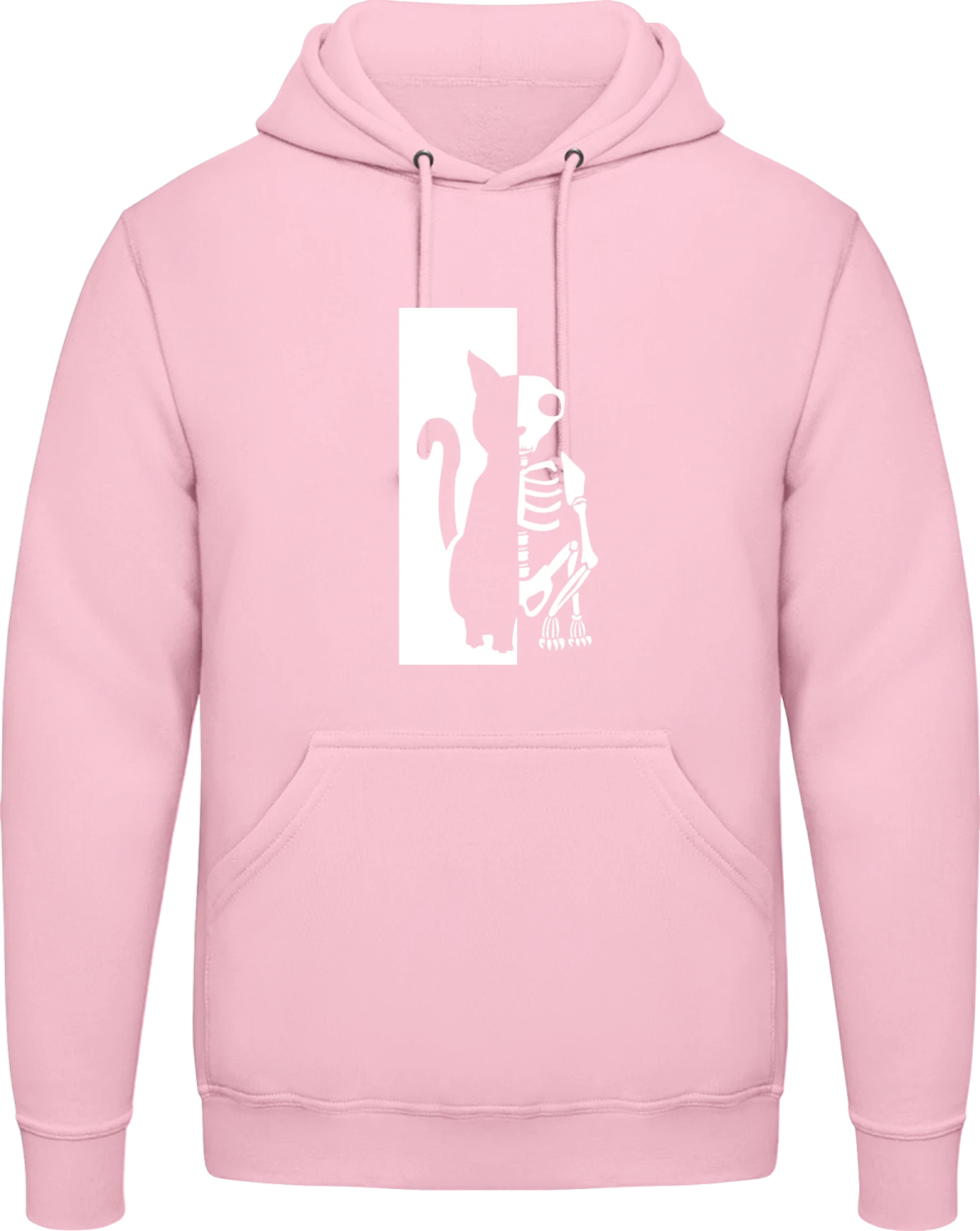 Schroedinger's Cat Skeleton - Baby pink AWDis man hoodie - Front