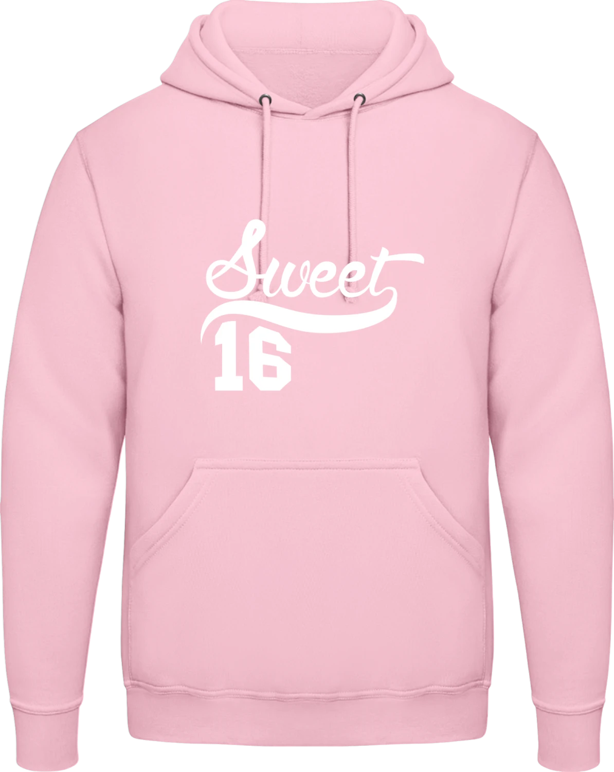 Sweet Sixteen 16 - Baby pink AWDis man hoodie - Front