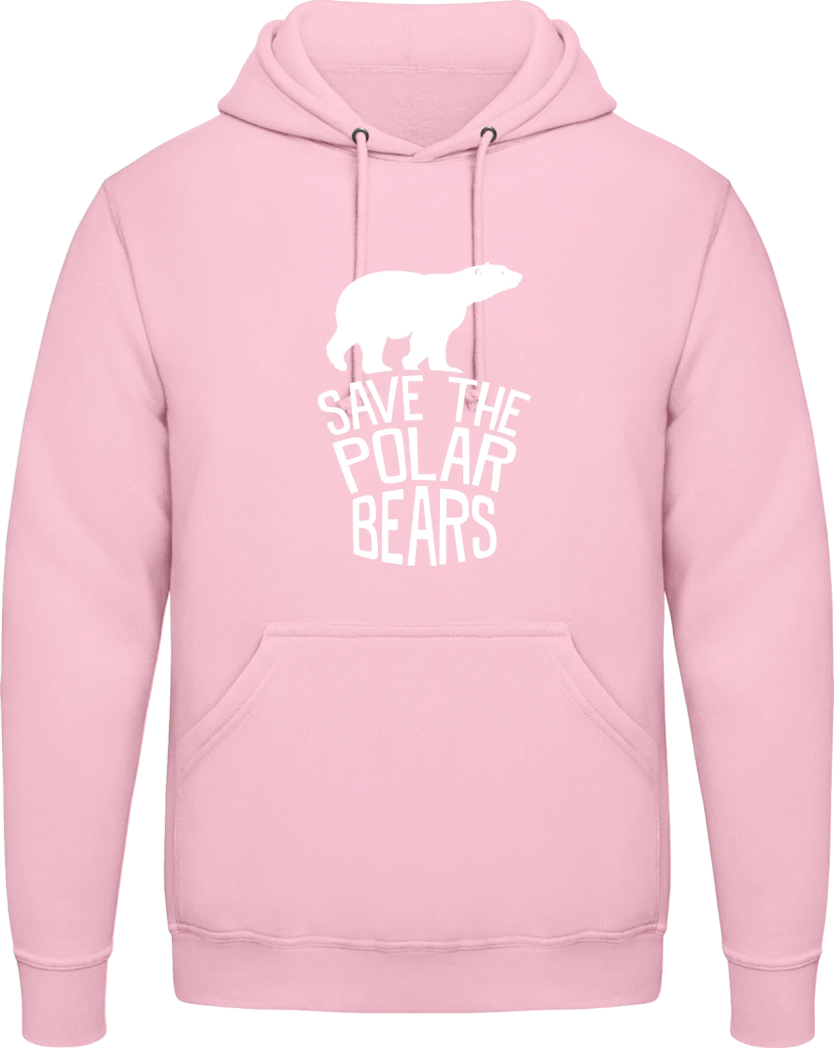 Save The Polar Bears - Baby pink AWDis man hoodie - Front