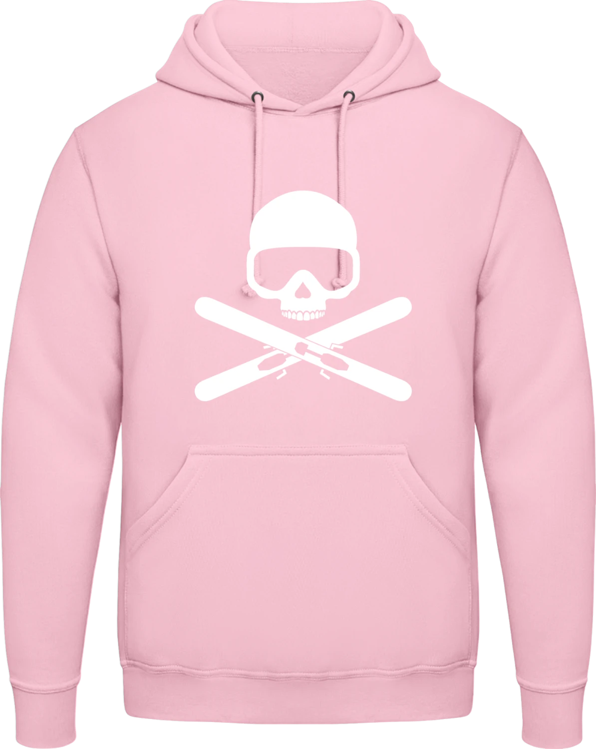 Skull And Cross Skis - Baby pink AWDis man hoodie - Front