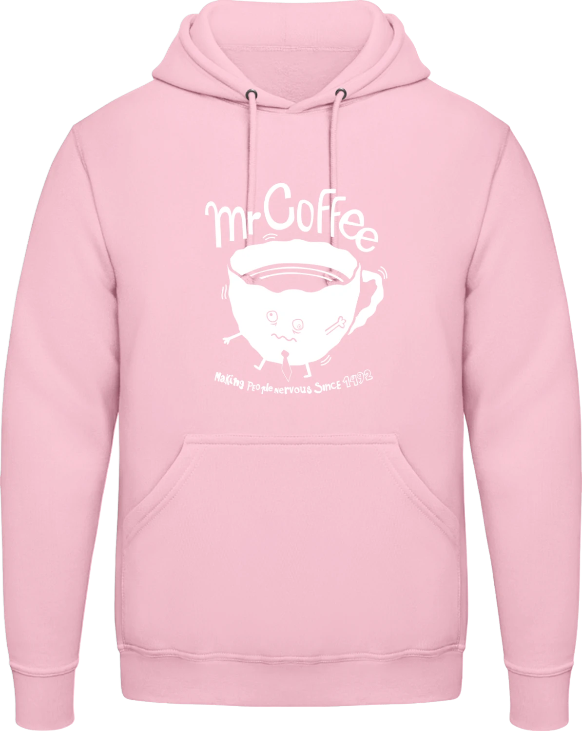 Mr Coffee - Baby pink AWDis man hoodie - Front