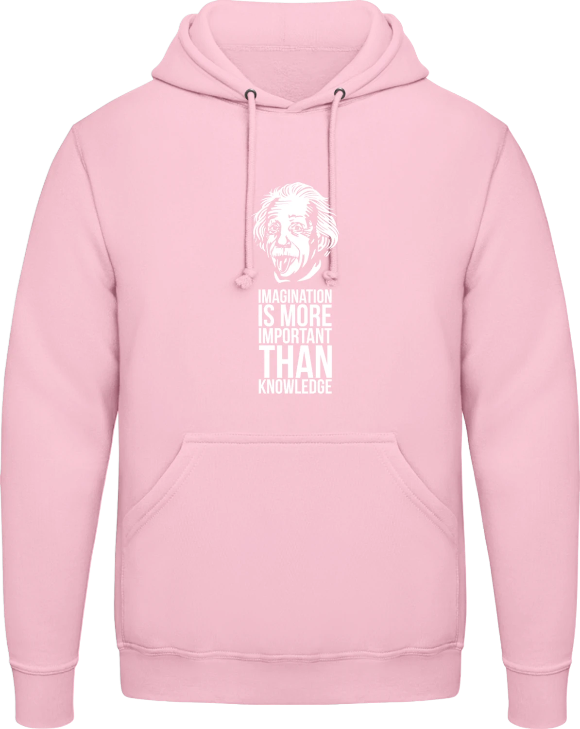 Imagination vs Knowledge - Baby pink AWDis man hoodie - Front