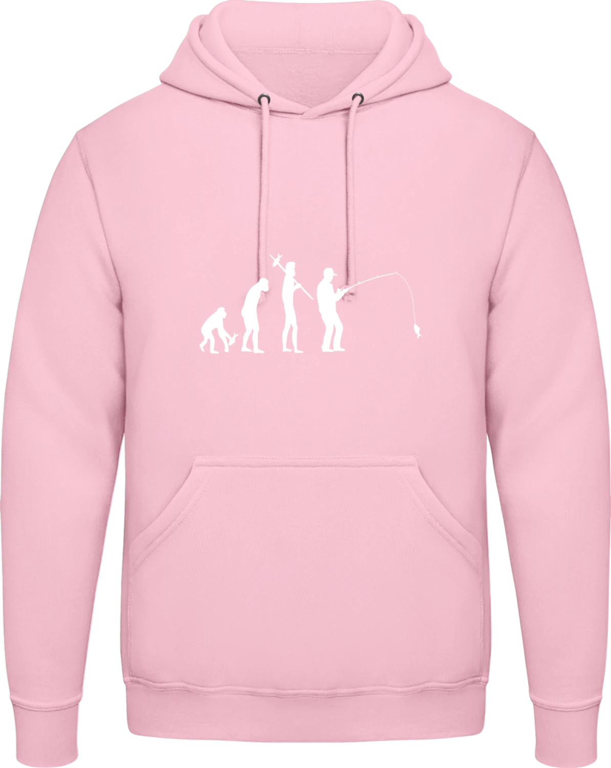 Fishing Evolution - Baby pink AWDis man hoodie - Front