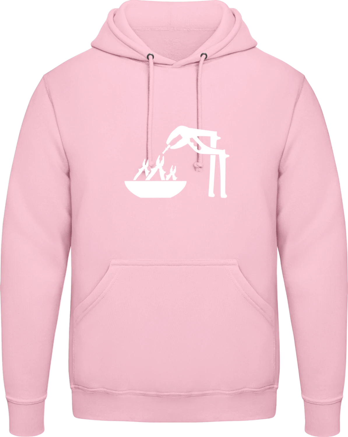 Hungry Pliers - Baby pink AWDis man hoodie - Front