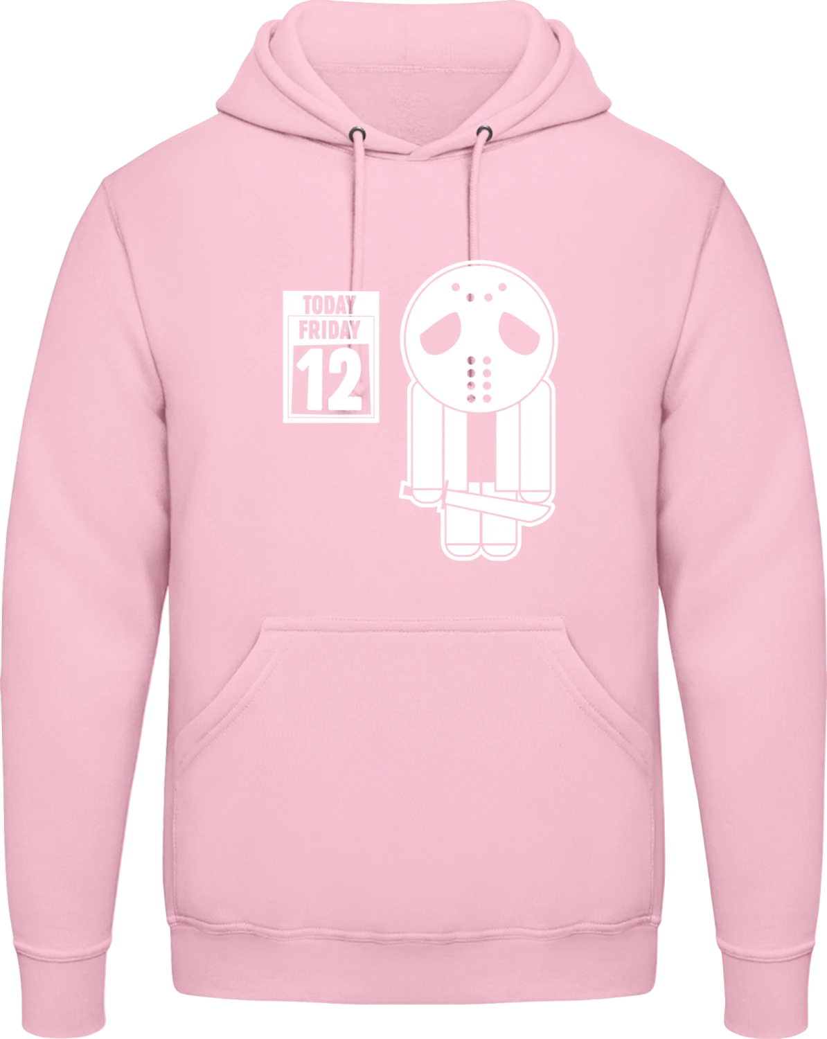 Fryday the 12th - Baby pink AWDis man hoodie - Front