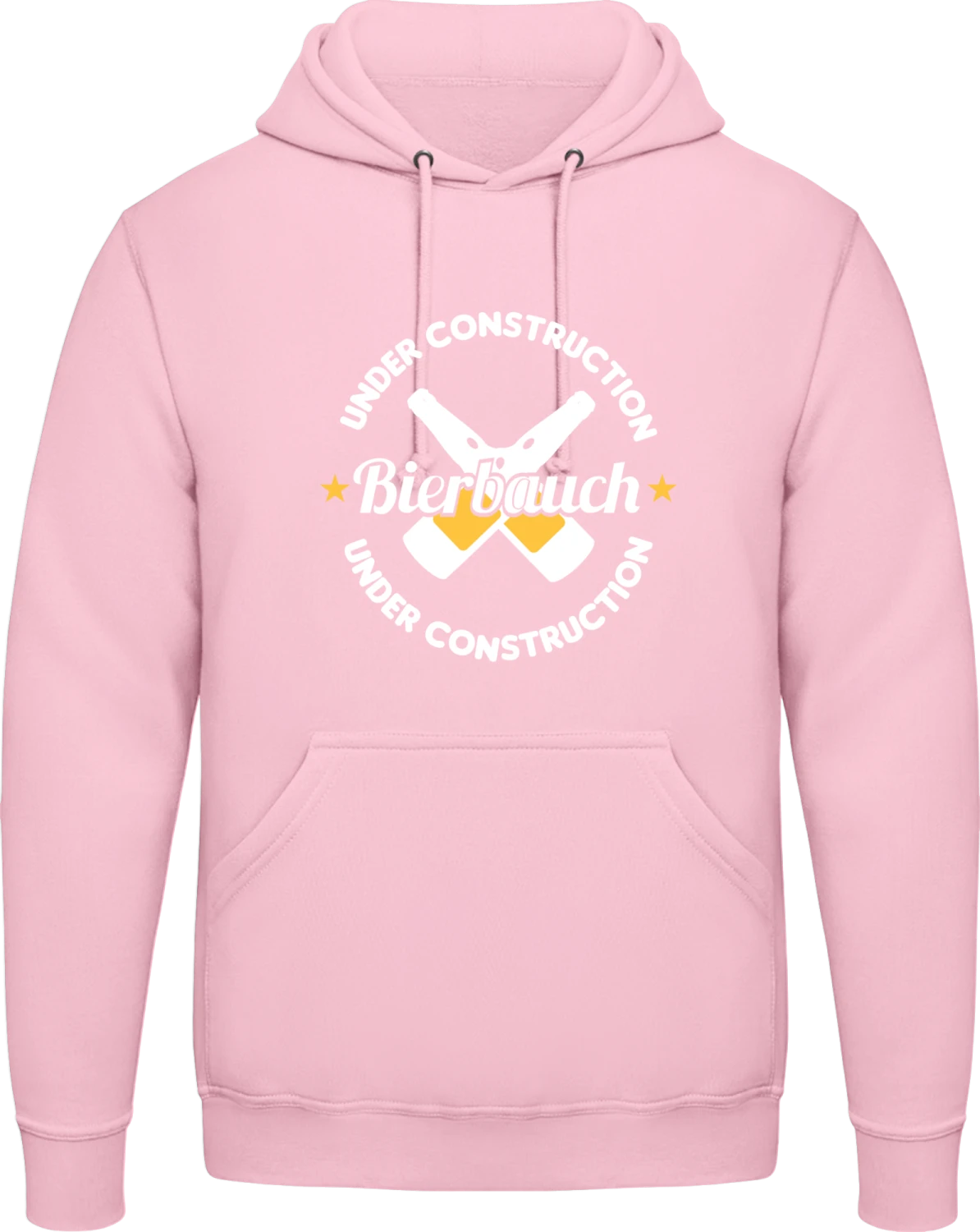 Bierbauch Under Construction - Baby pink AWDis man hoodie - Front