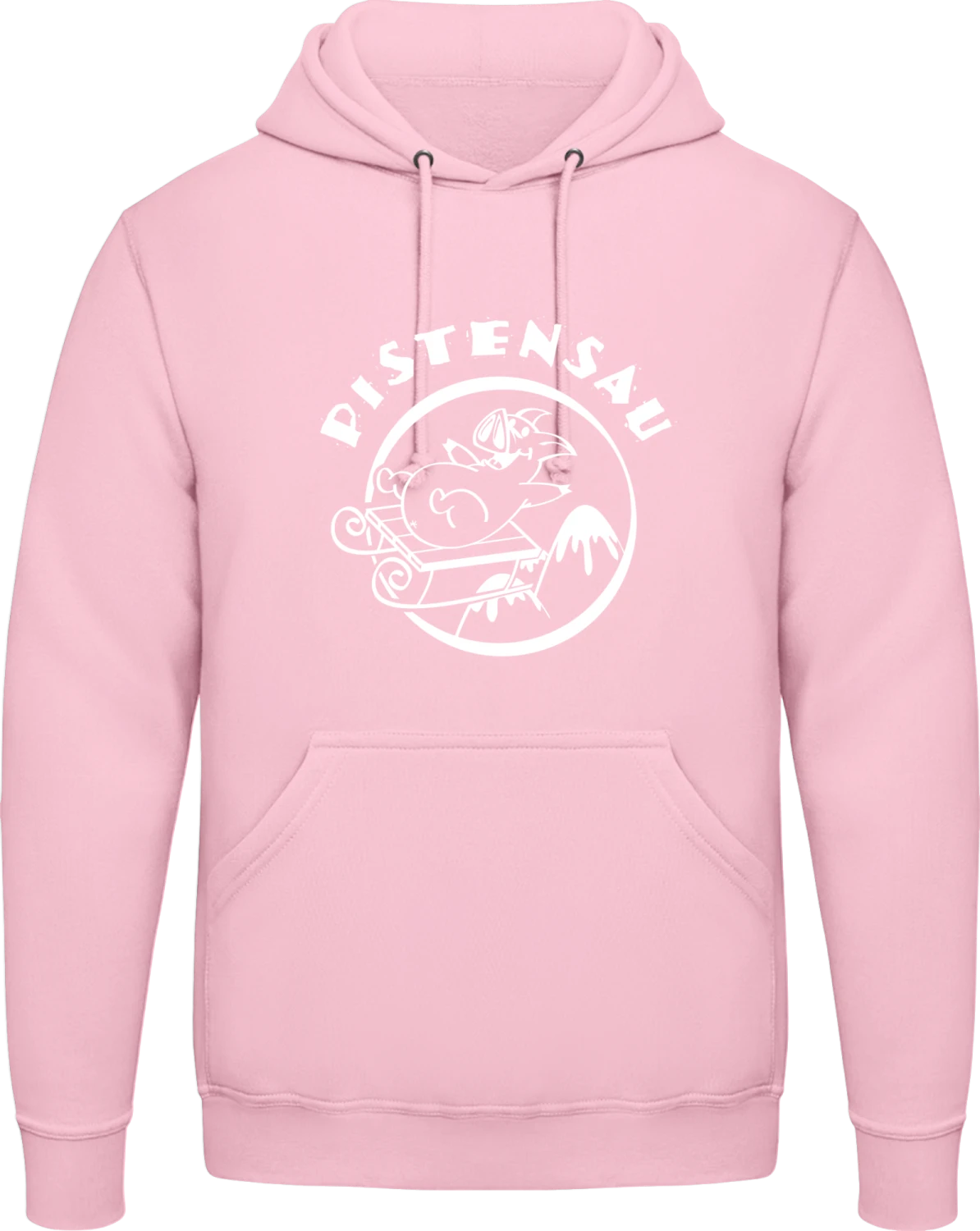 Pistensau Schlitten - Baby pink AWDis man hoodie - Front