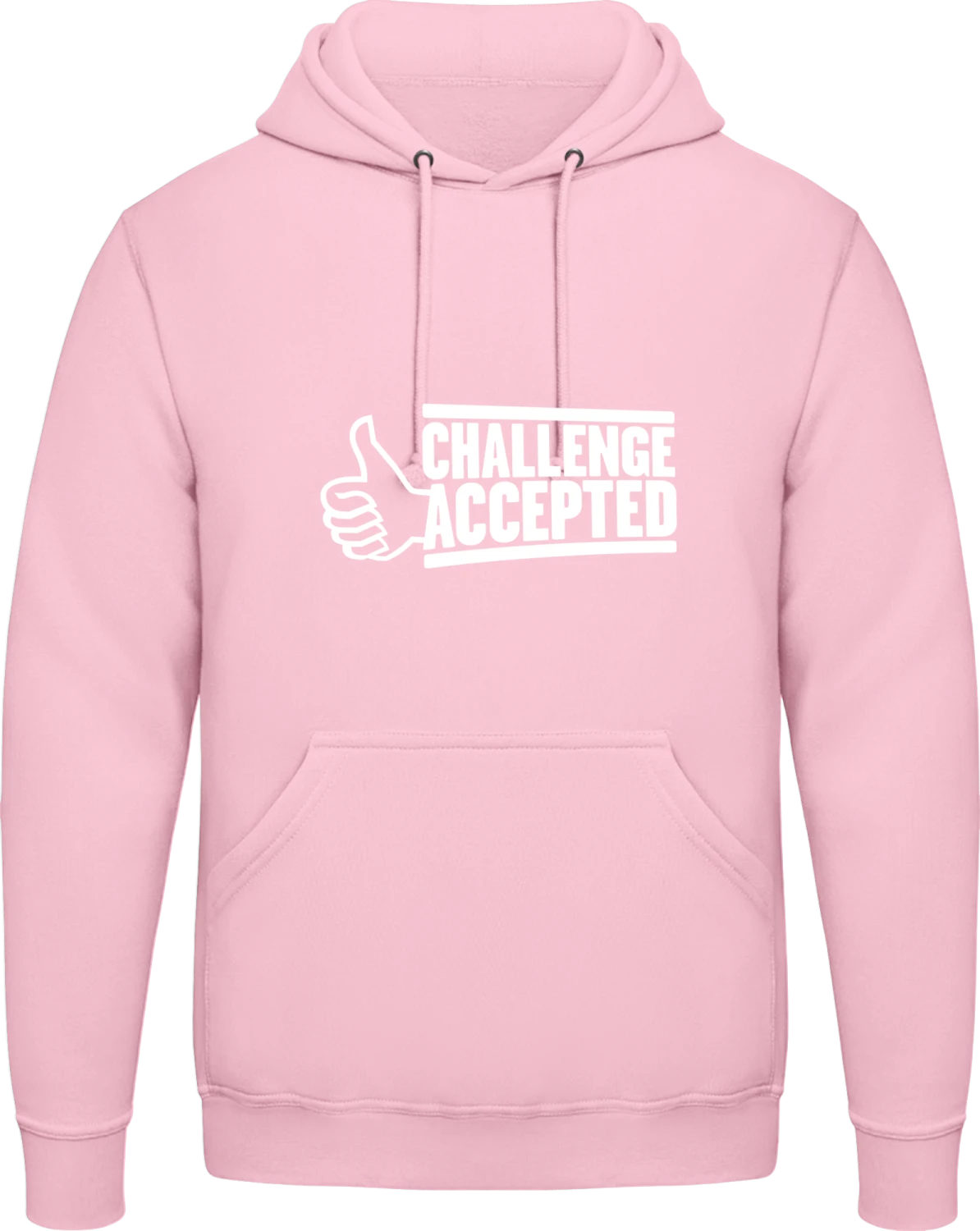 Challenge Accepted - Baby pink AWDis man hoodie - Front