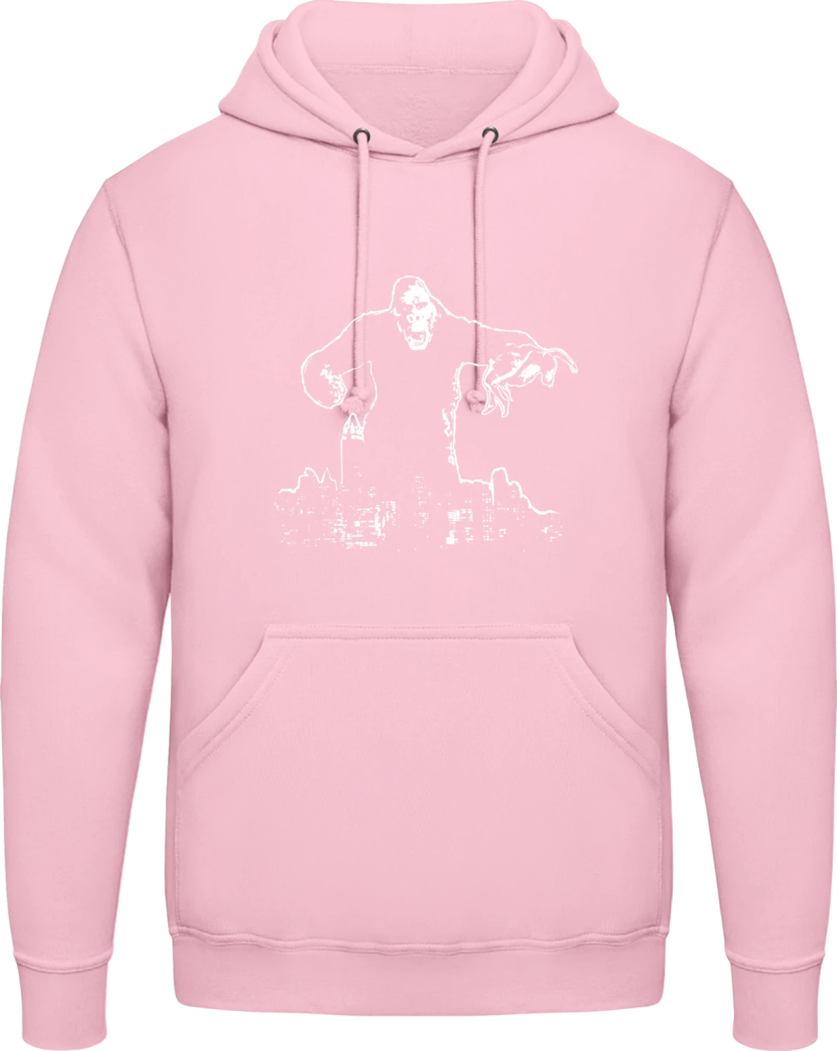 King Kong - Baby pink AWDis man hoodie - Front