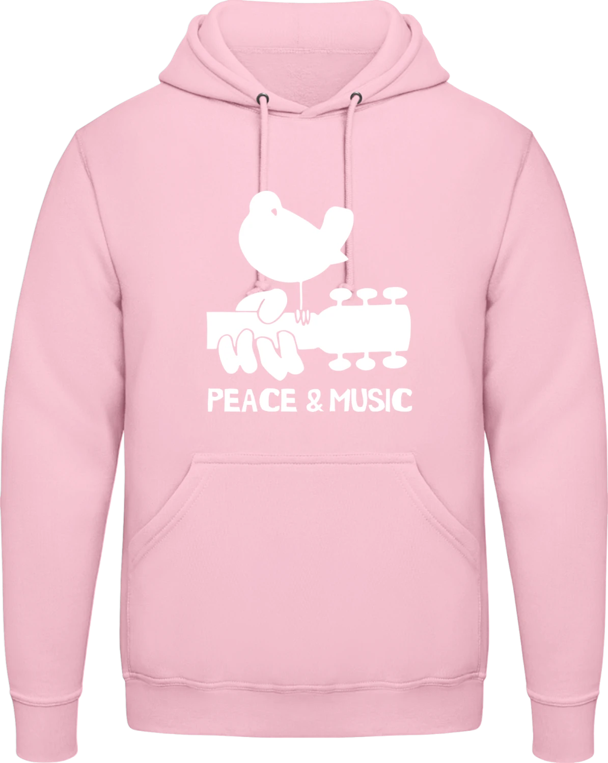 Peace And Music - Baby pink AWDis man hoodie - Front