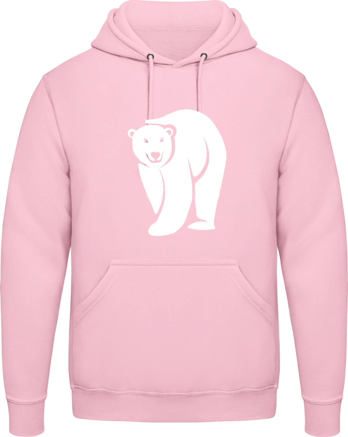 Polar Bear - Baby pink AWDis man hoodie - Front