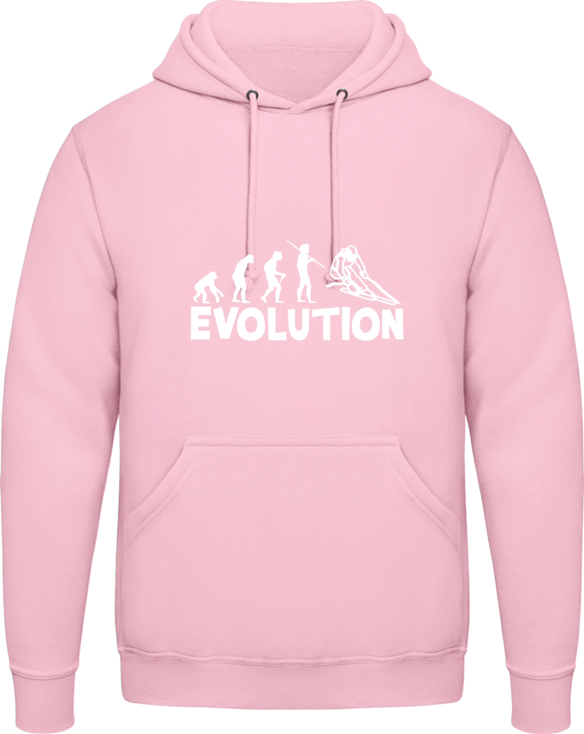 Ski Evolution - Baby pink AWDis man hoodie - Front