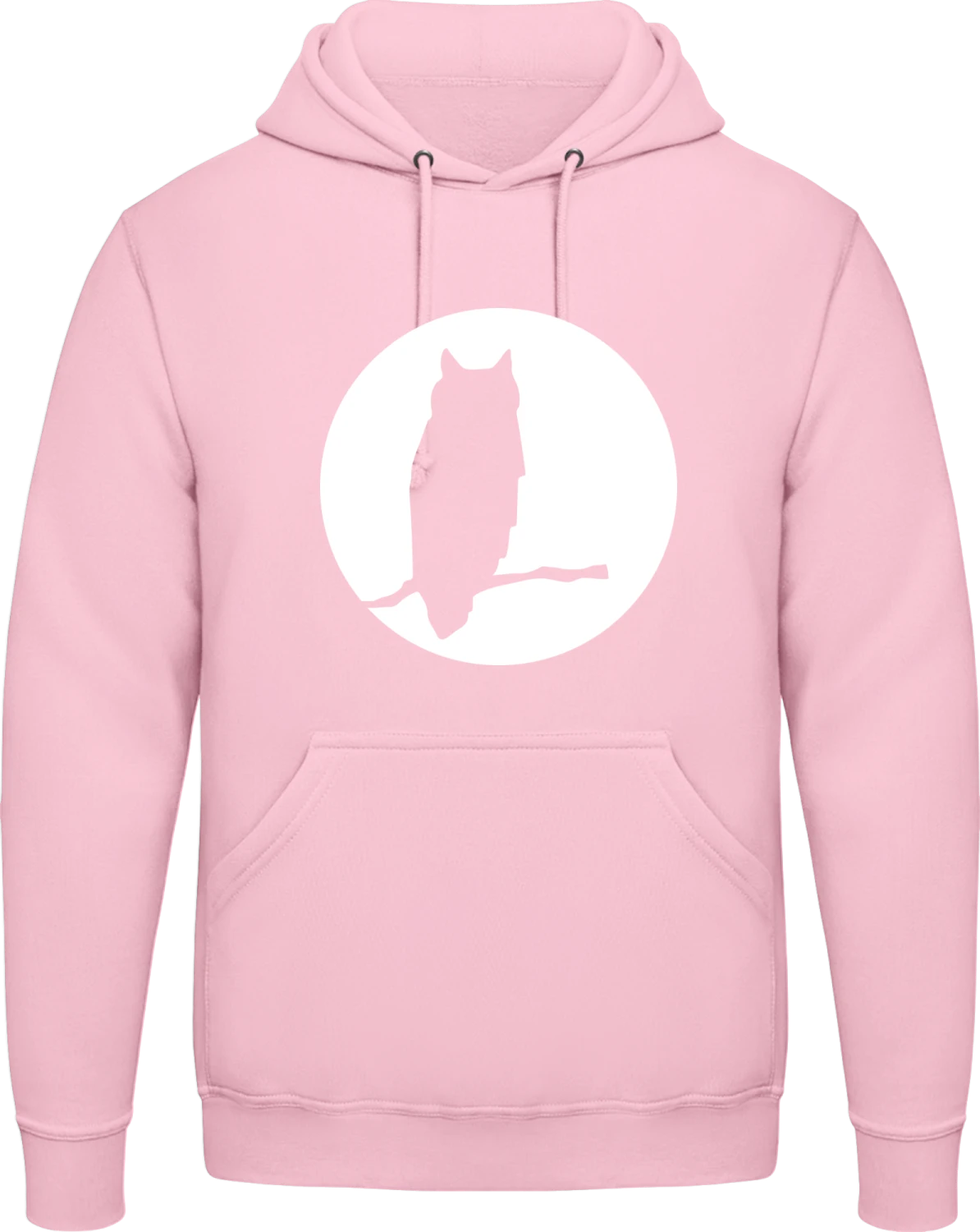 Owl in Moonlight - Baby pink AWDis man hoodie - Front