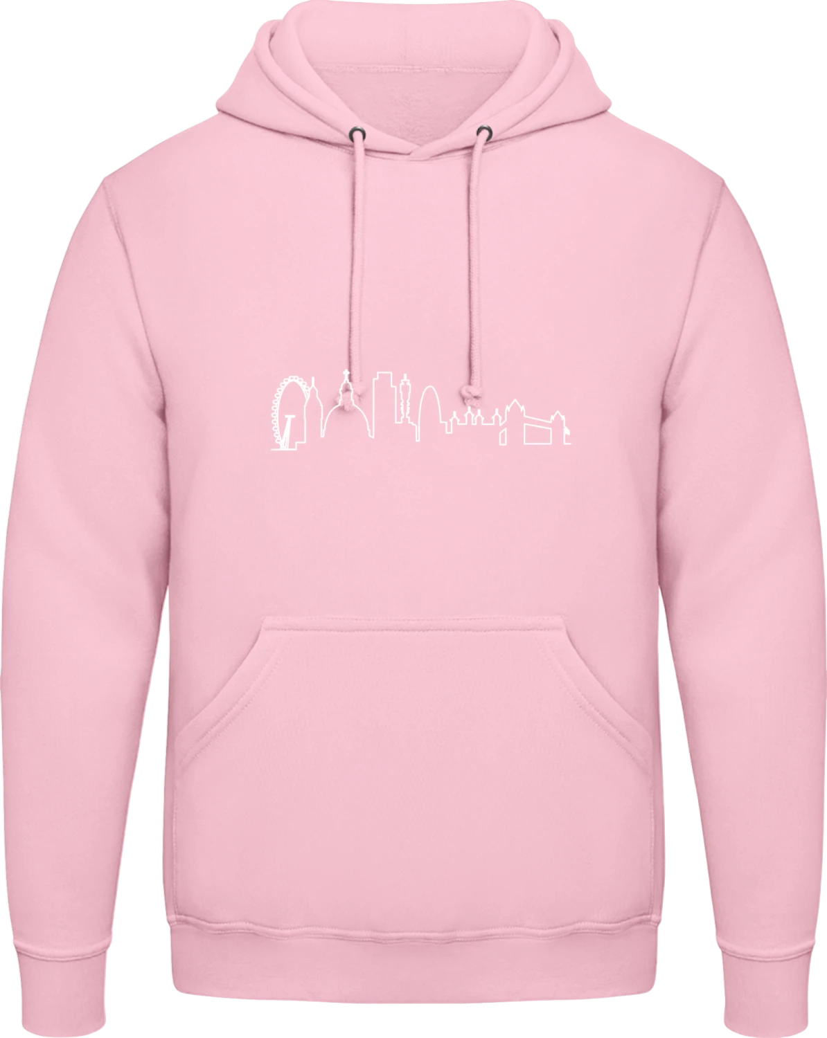 London Skyline - Baby pink AWDis man hoodie - Front