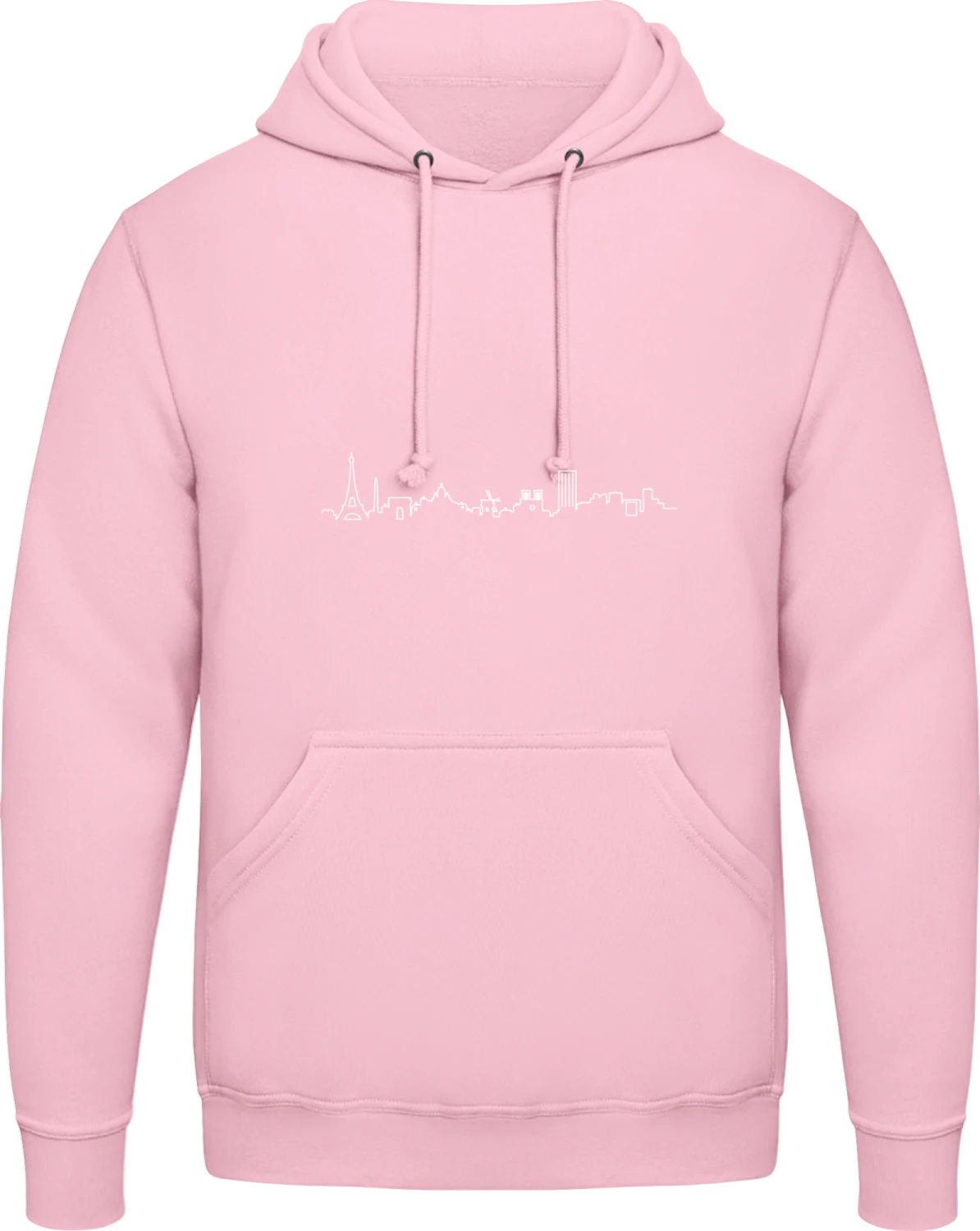 Paris Skyline - Baby pink AWDis man hoodie - Front