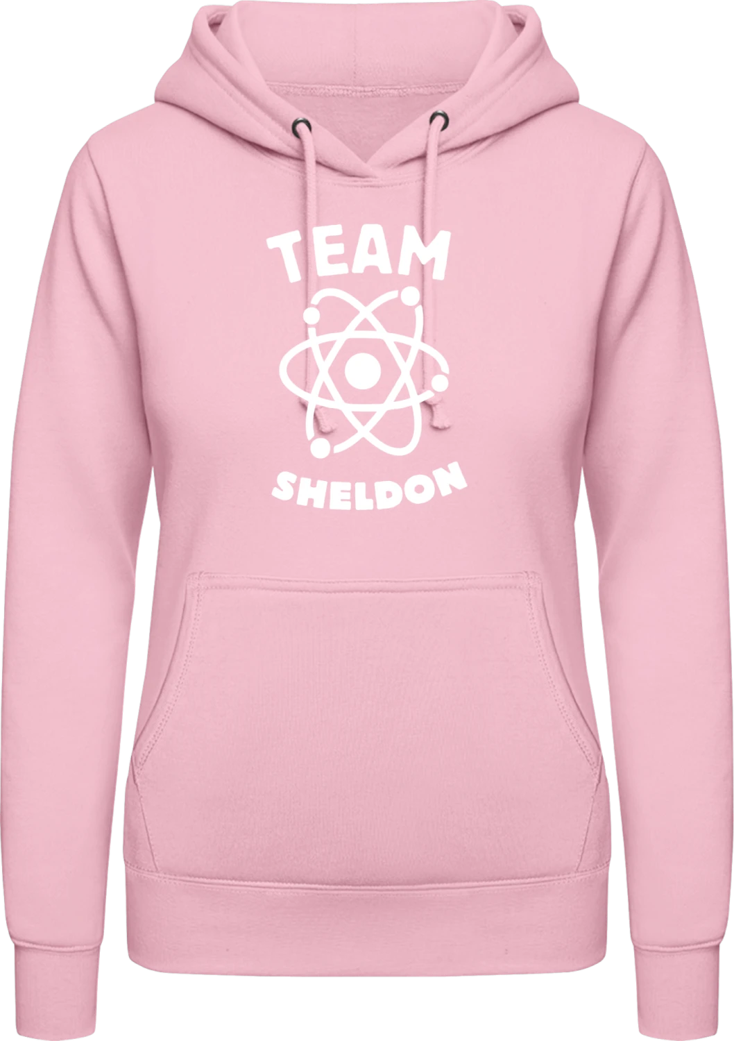 Team Sheldon - Baby pink AWDis ladies hoodie - Front