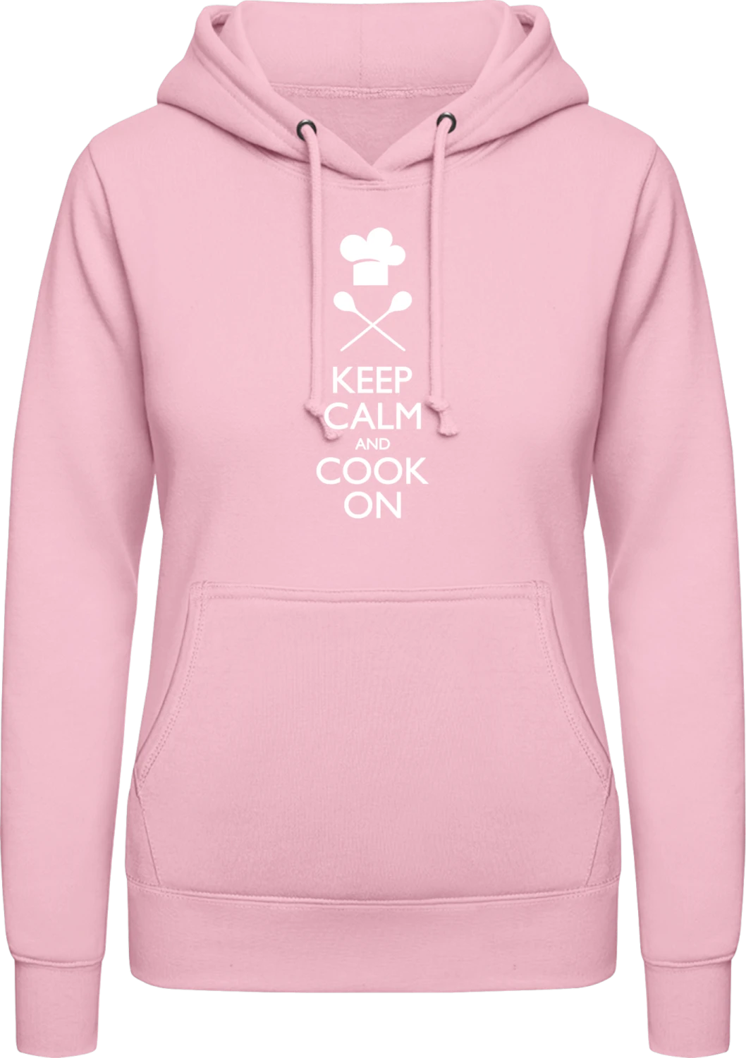 Keep Calm Cook on - Baby pink AWDis ladies hoodie - Front