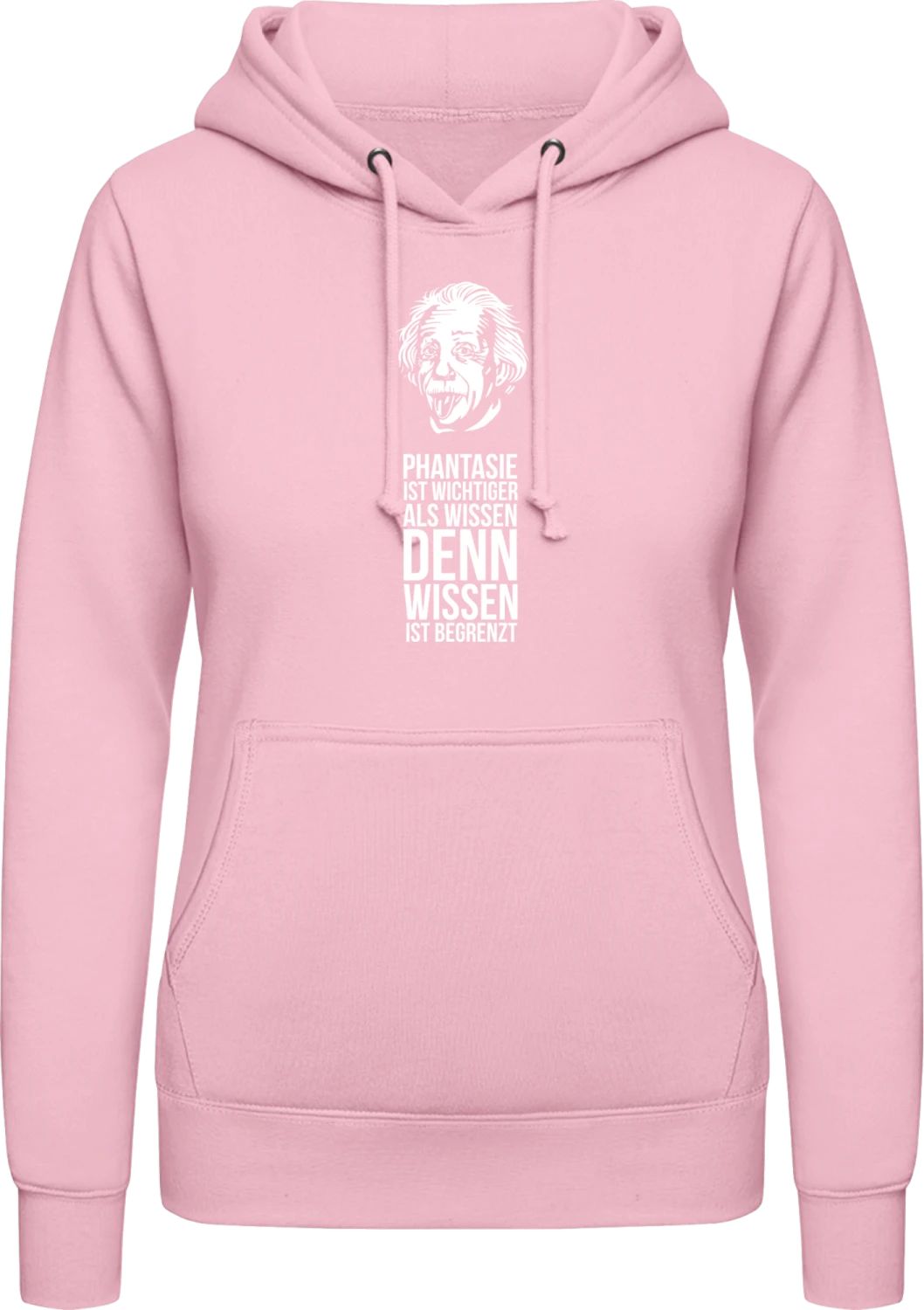 Phantasie ist wichtiger als Wissen - Baby pink AWDis ladies hoodie - Front