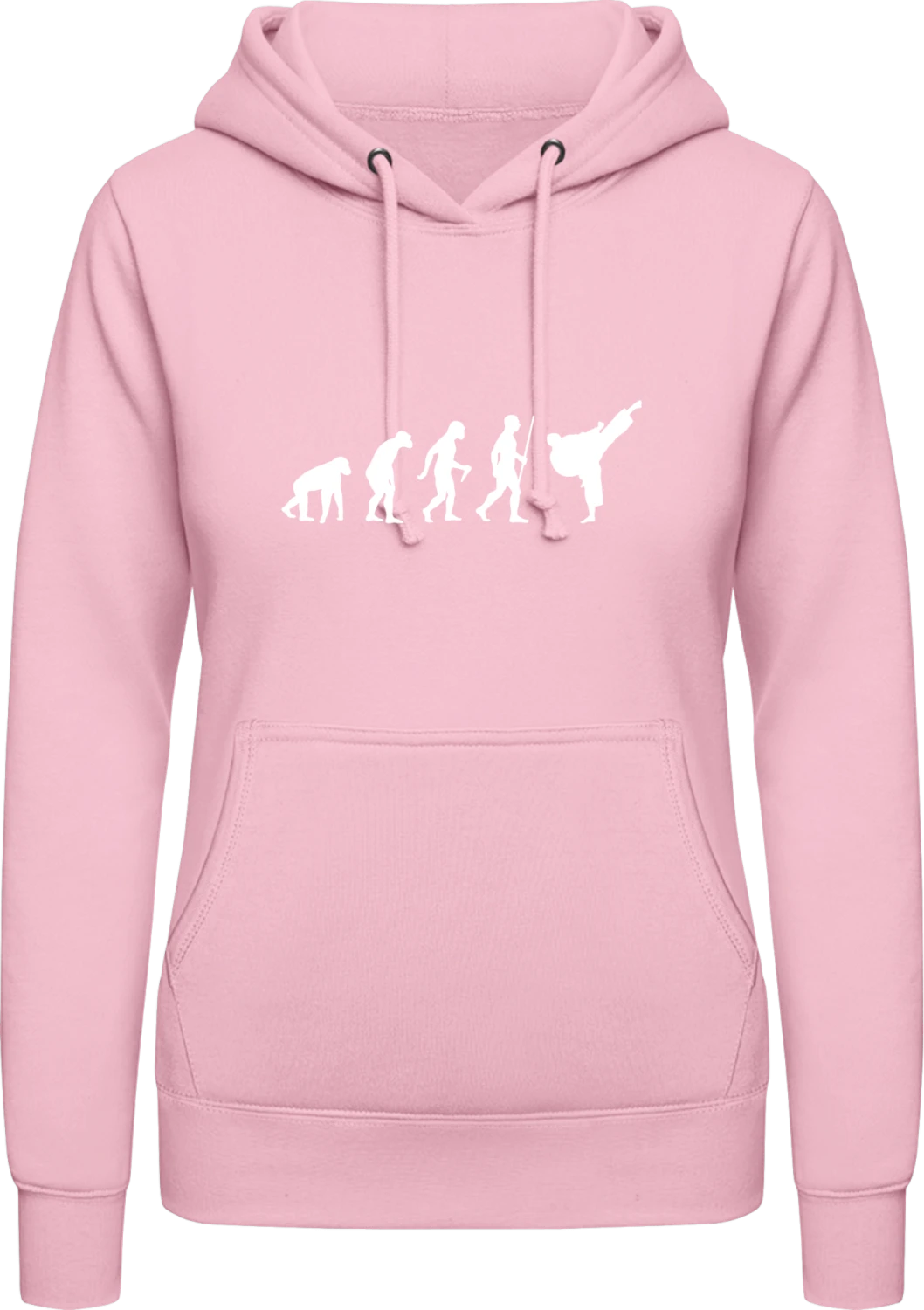 Karate Kung Fu Evolution - Baby pink AWDis ladies hoodie - Front