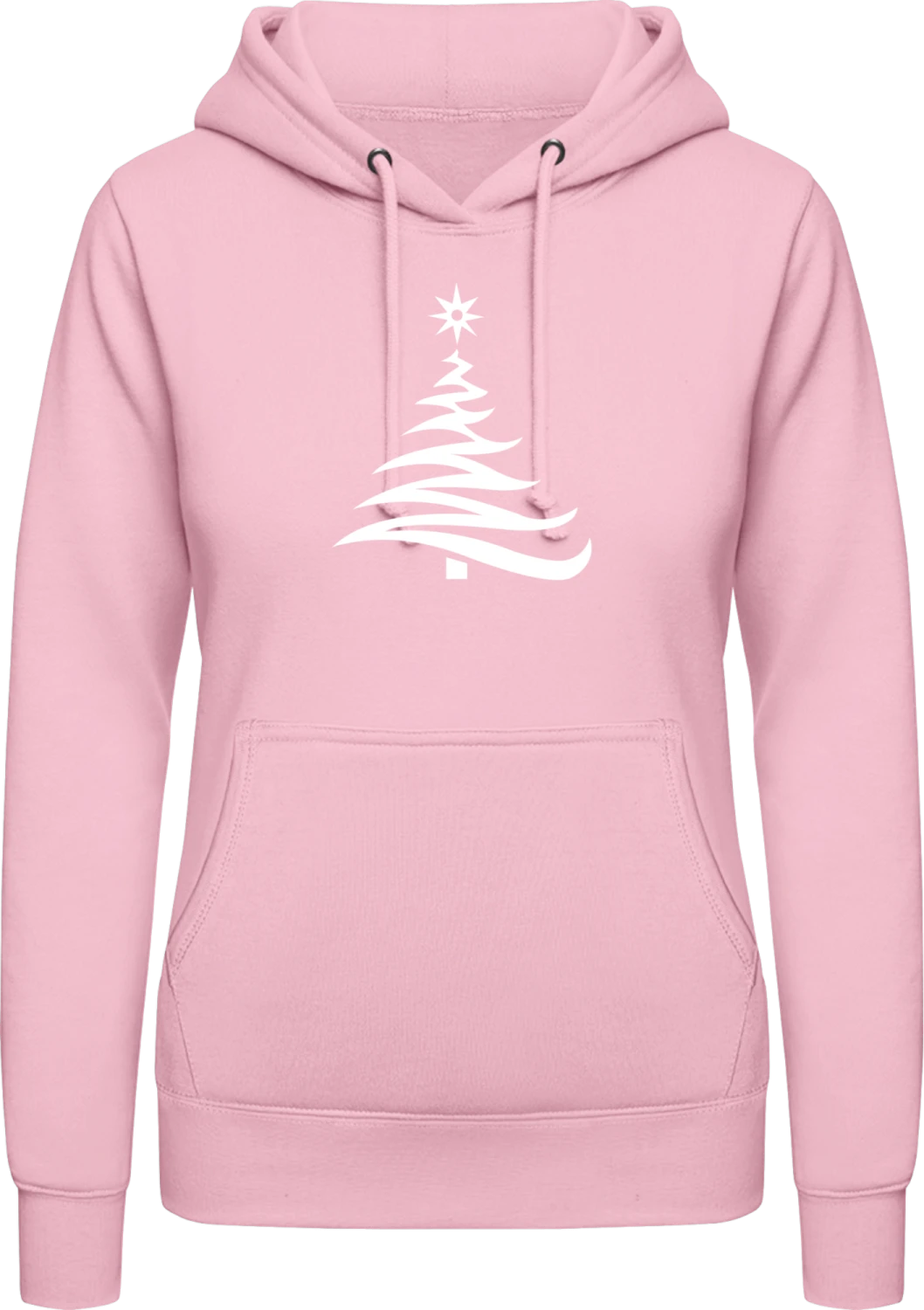 Christmas Tree - Baby pink AWDis ladies hoodie - Front