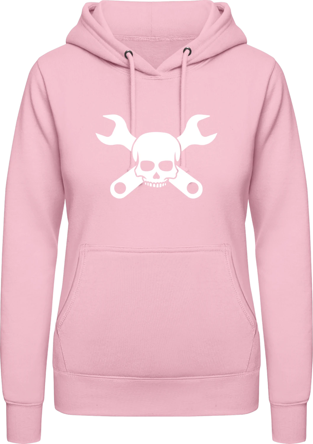 Craftsman Mechanic Skull - Baby pink AWDis ladies hoodie - Front