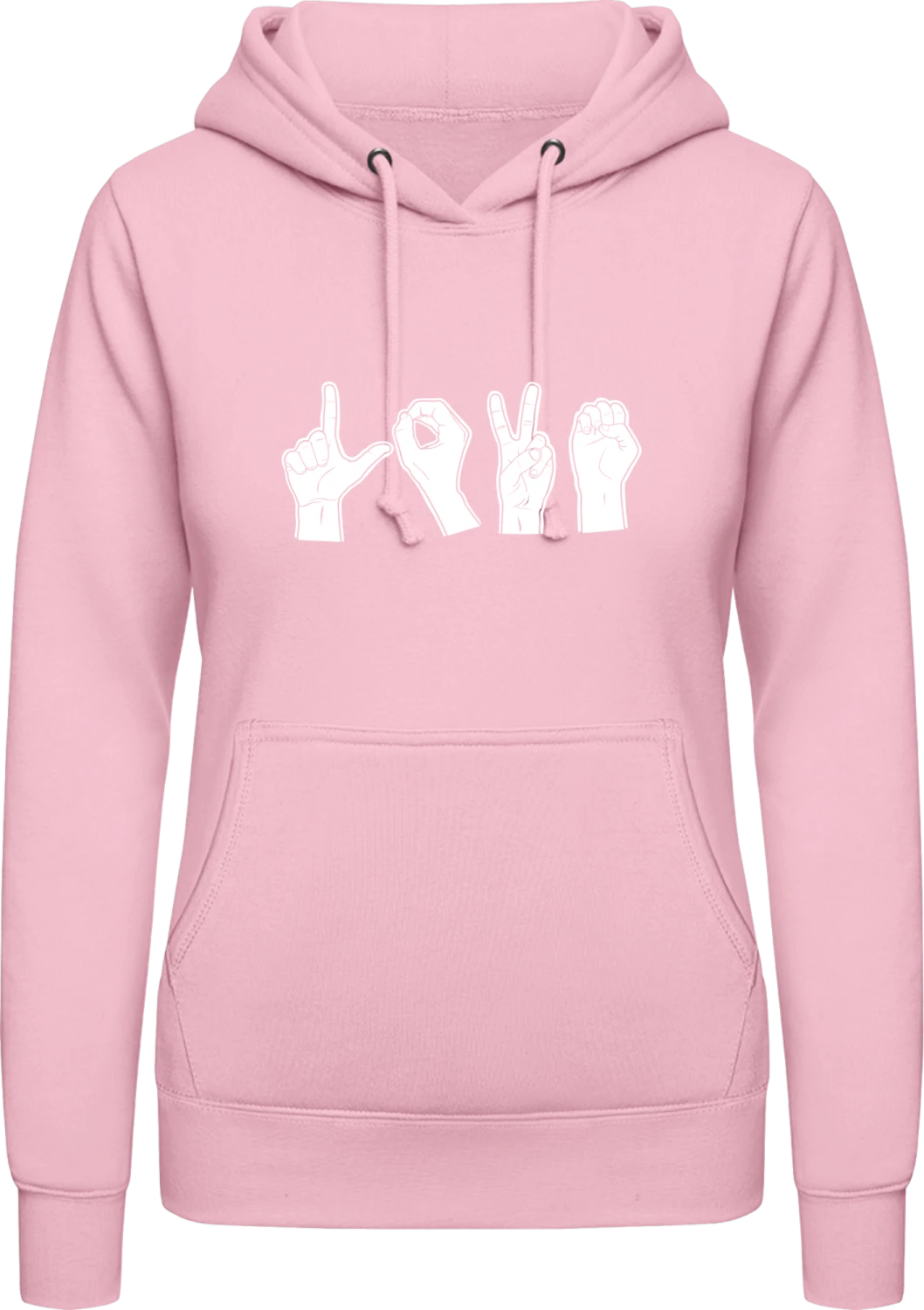 Rock Paper Scissors - Baby pink AWDis ladies hoodie - Front