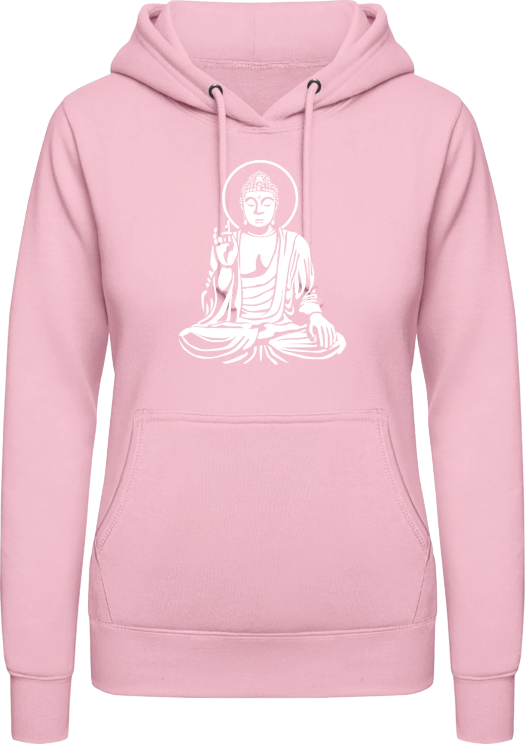 Buddha Figure Silhouette - Baby pink AWDis ladies hoodie - Front