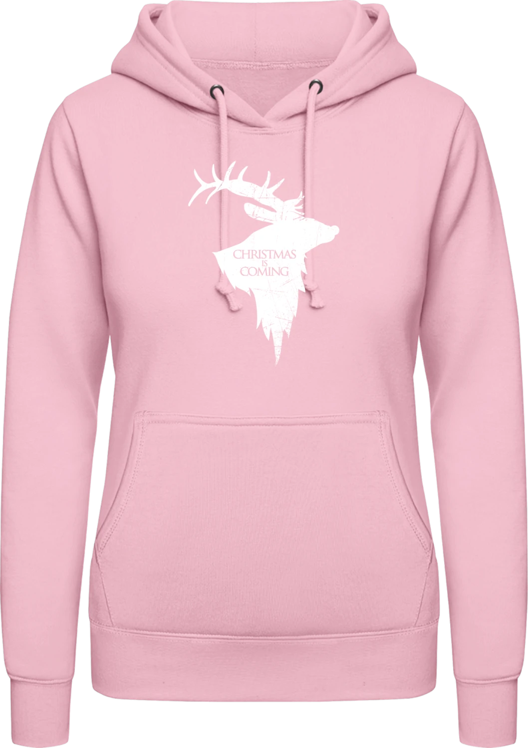 Christmas Is Coming - Baby pink AWDis ladies hoodie - Front