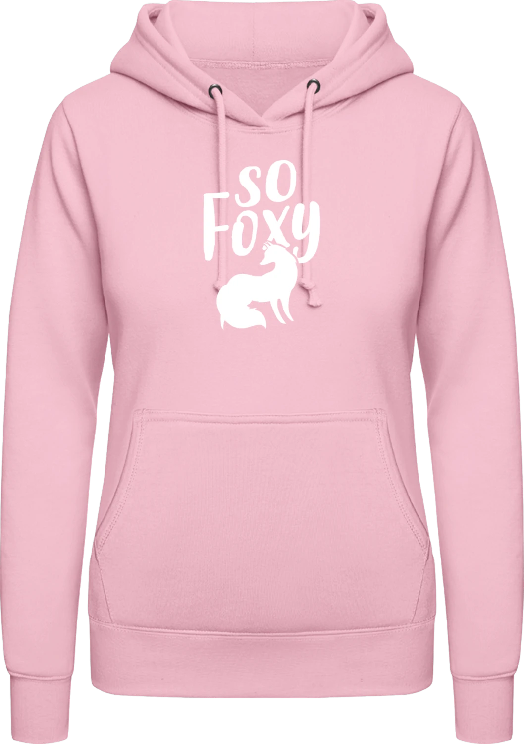 So Foxy - Baby pink AWDis ladies hoodie - Front