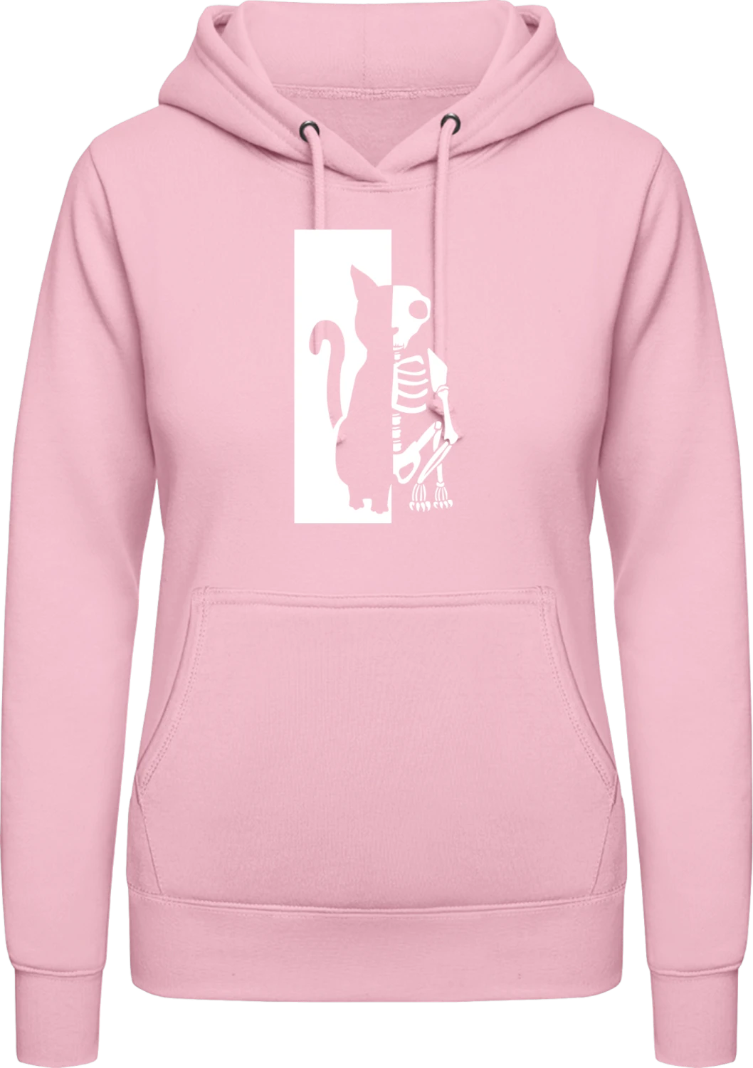 Schroedinger's Cat Skeleton - Baby pink AWDis ladies hoodie - Front