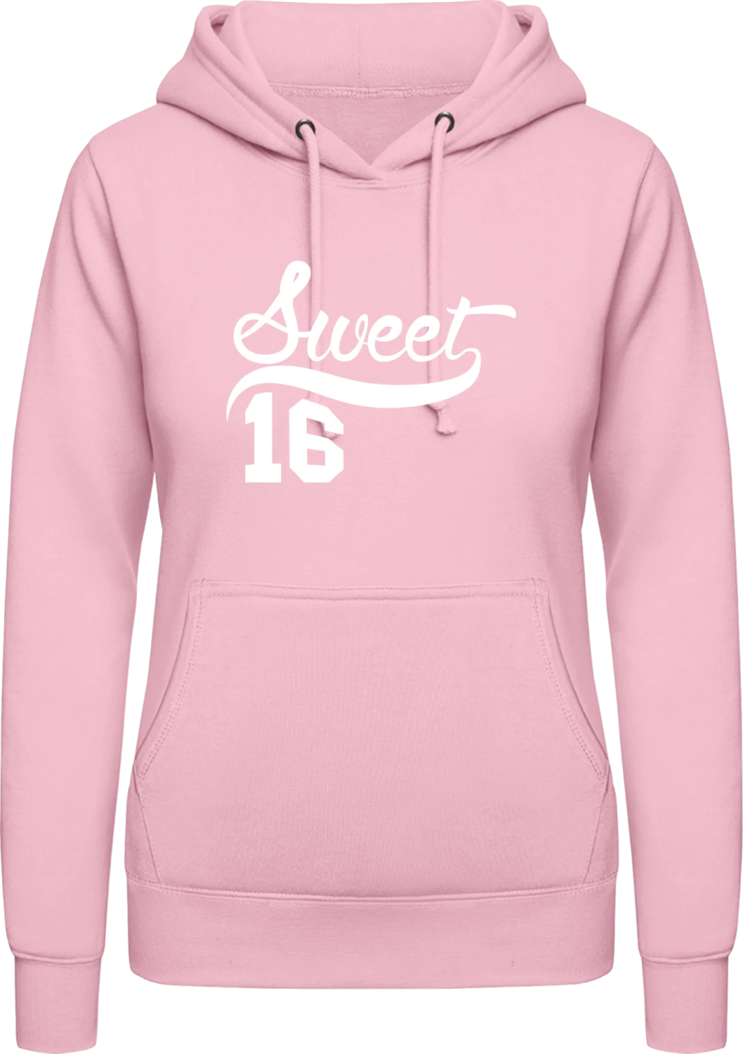 Sweet Sixteen 16 - Baby pink AWDis ladies hoodie - Front