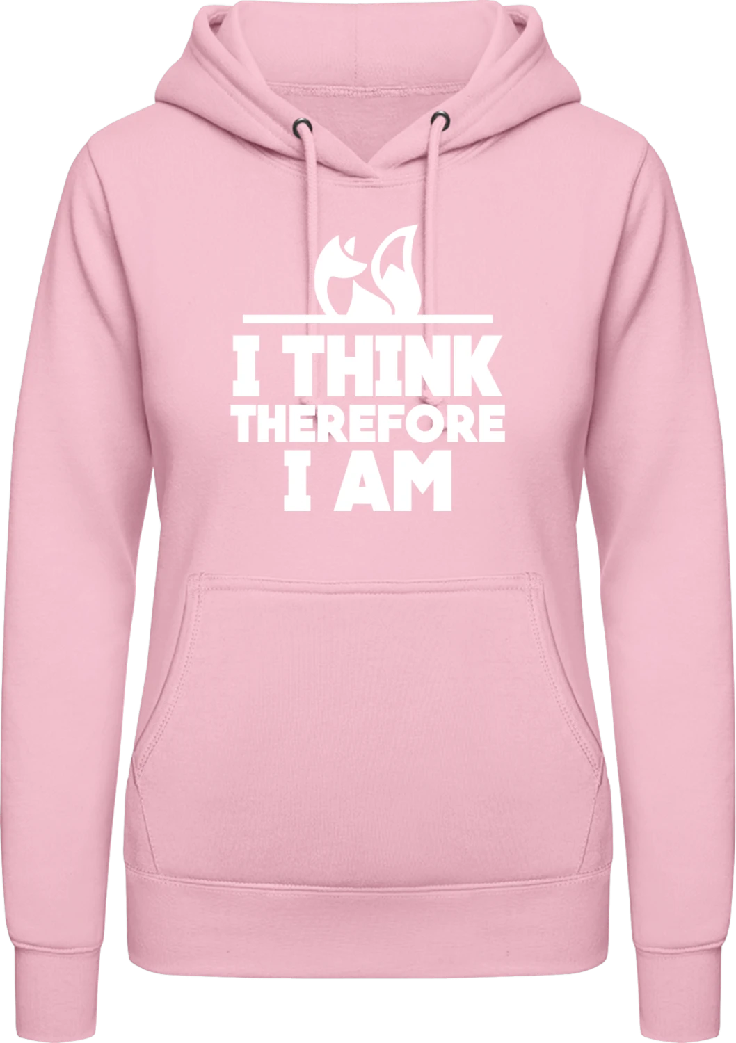 I Think Therefore I Am - Baby pink AWDis ladies hoodie - Front