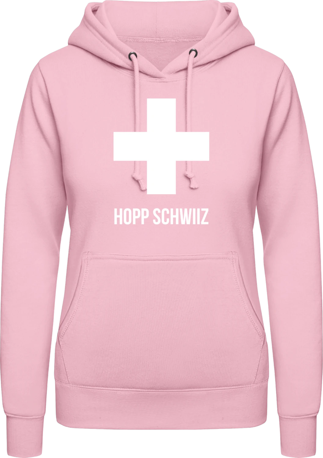 Hopp Schwiiz - Swiss Cross - Baby pink AWDis ladies hoodie - Front